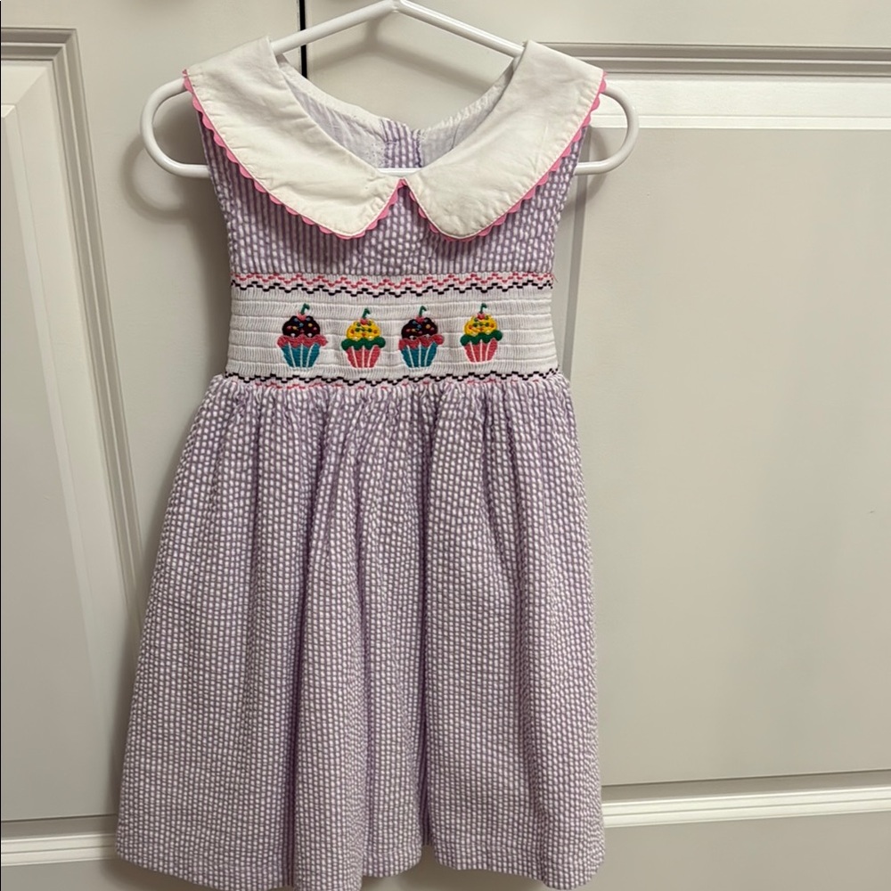 Purple Kids Dress with Cupcake Embroidery